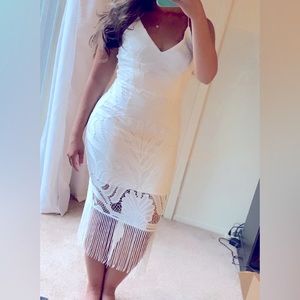 White fringe dress size 2 (green dress shown to reference back of dress)